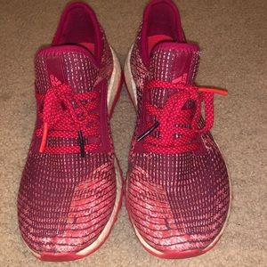 Red Adidas Pure Boost Sneakers